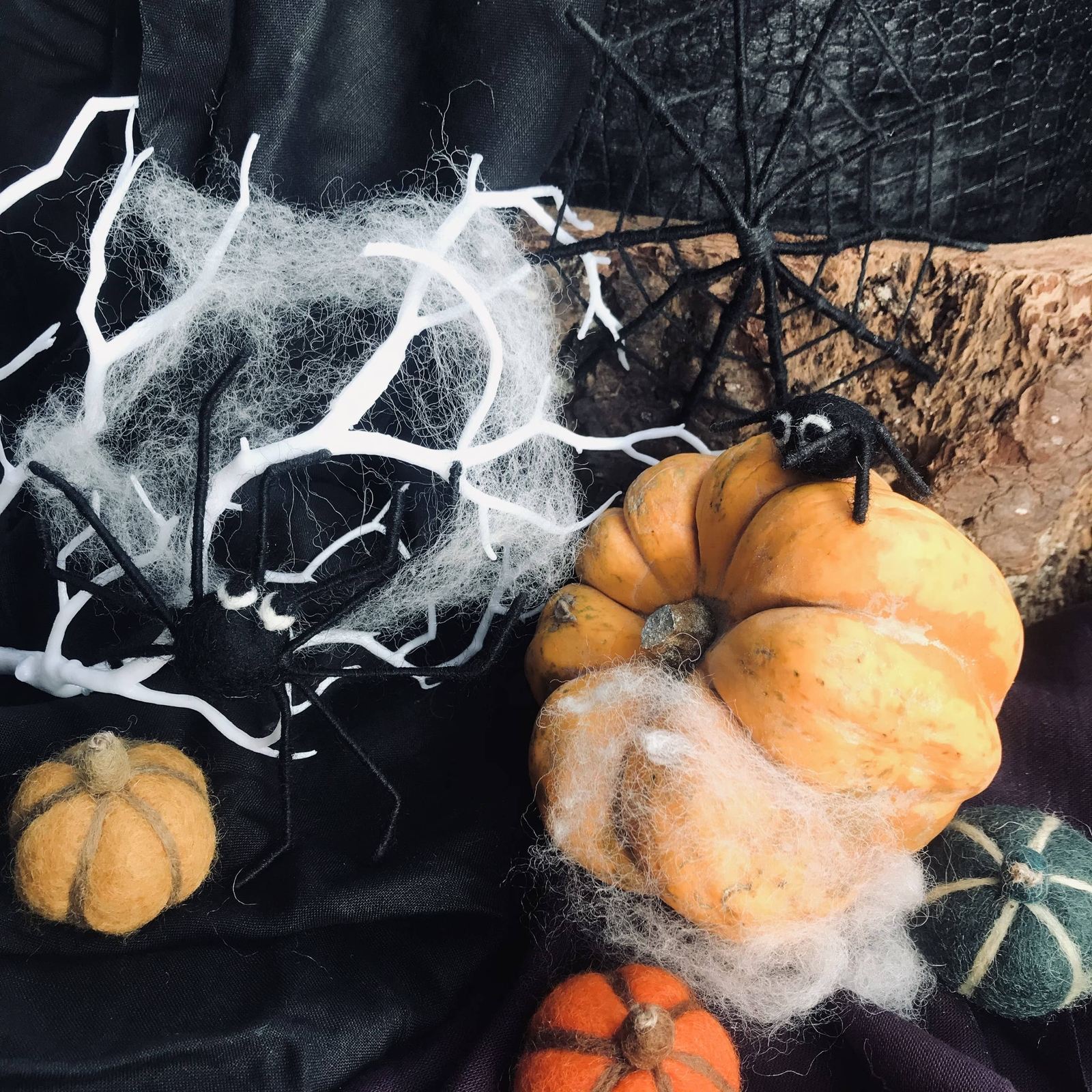 Handmade Felt Hanging Halloween Pumpkins (Set of 5)