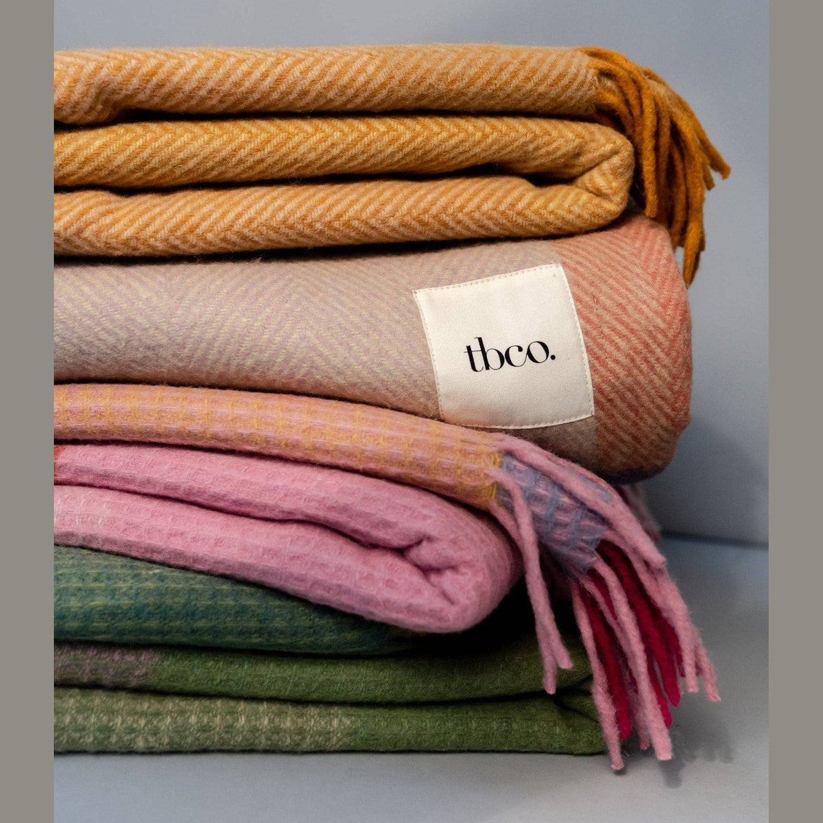 Couverture en laine recyclée en bloc gaufré vert - TBCo