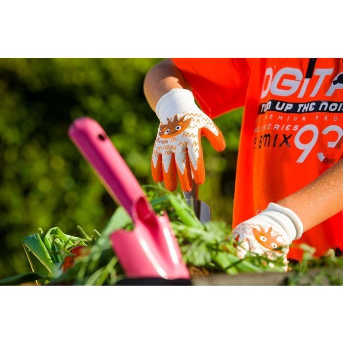 Rostaing - Orange children's gardening glove, Gaston the hedgehog