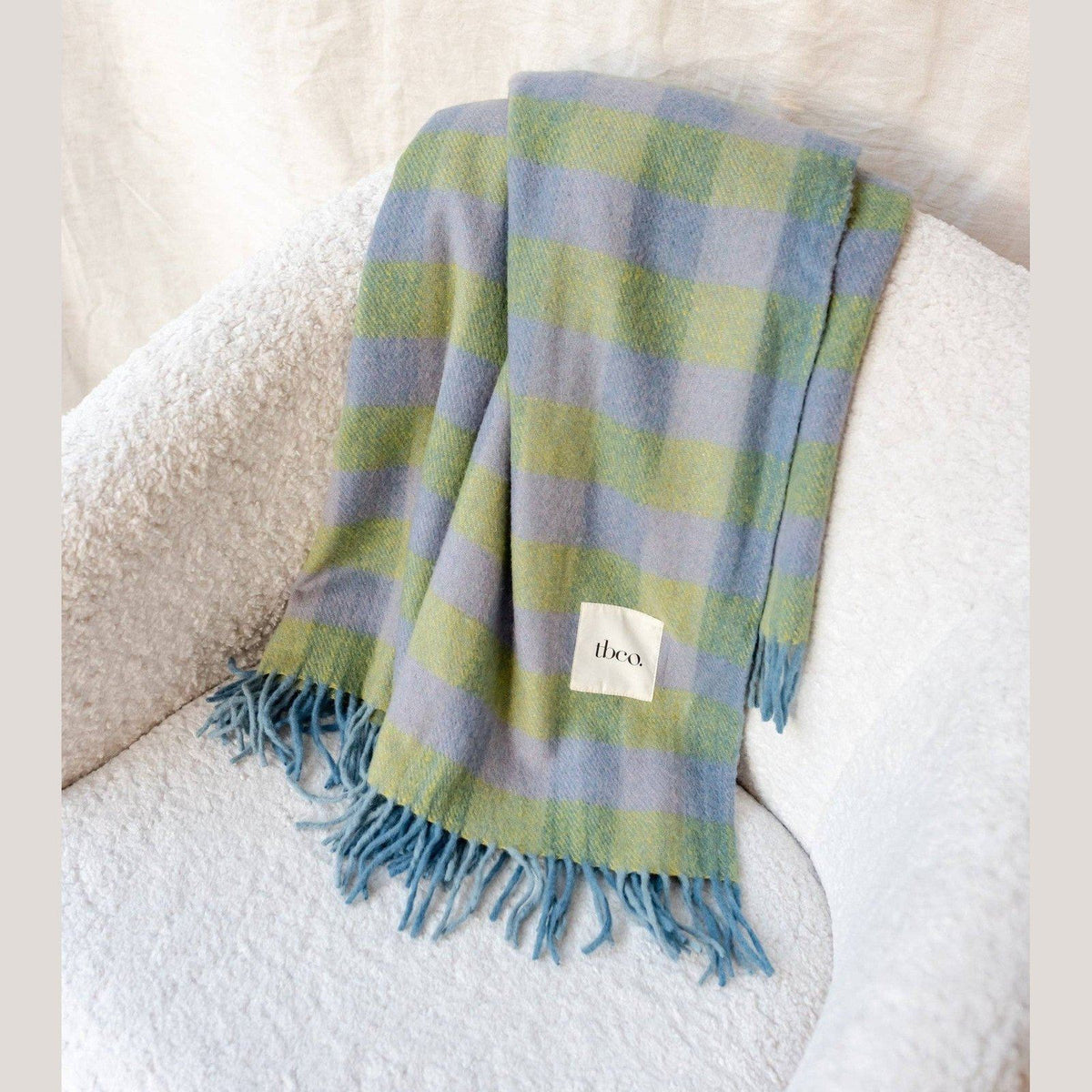 Green Plaid Recycled Wool Blanket - TBco