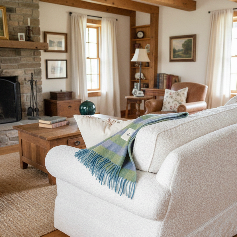 Green Plaid Recycled Wool Blanket - TBco