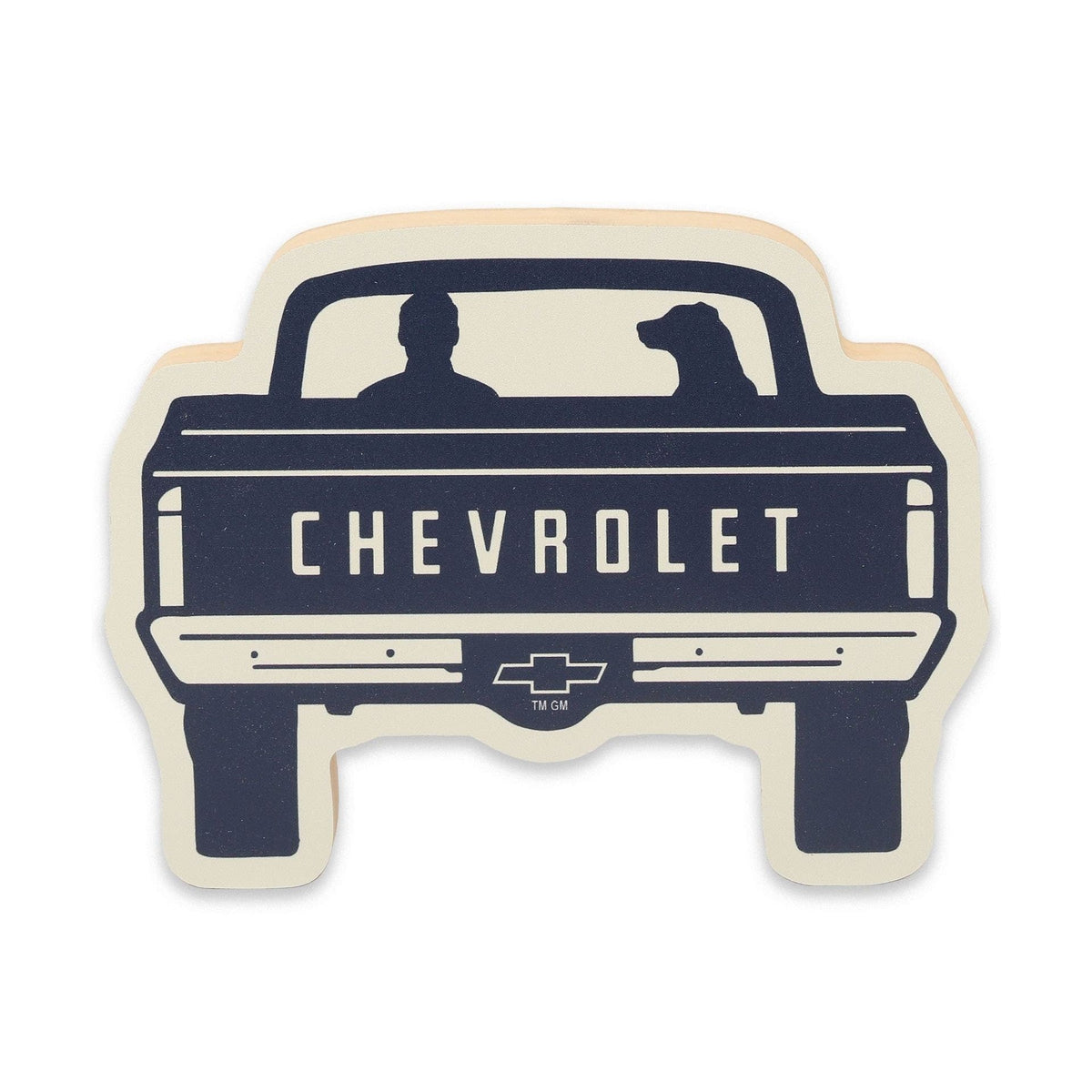 Décoration murale en bois, camion Chevrolet et chien