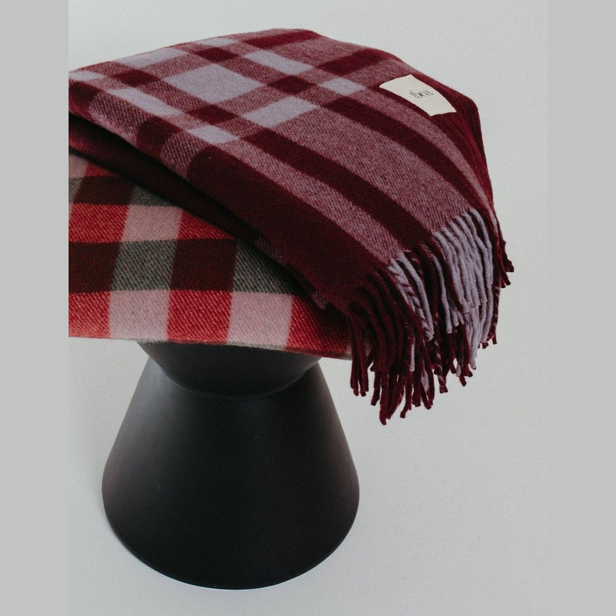 Burgundy Plaid Recycled Wool Blanket - TBCo