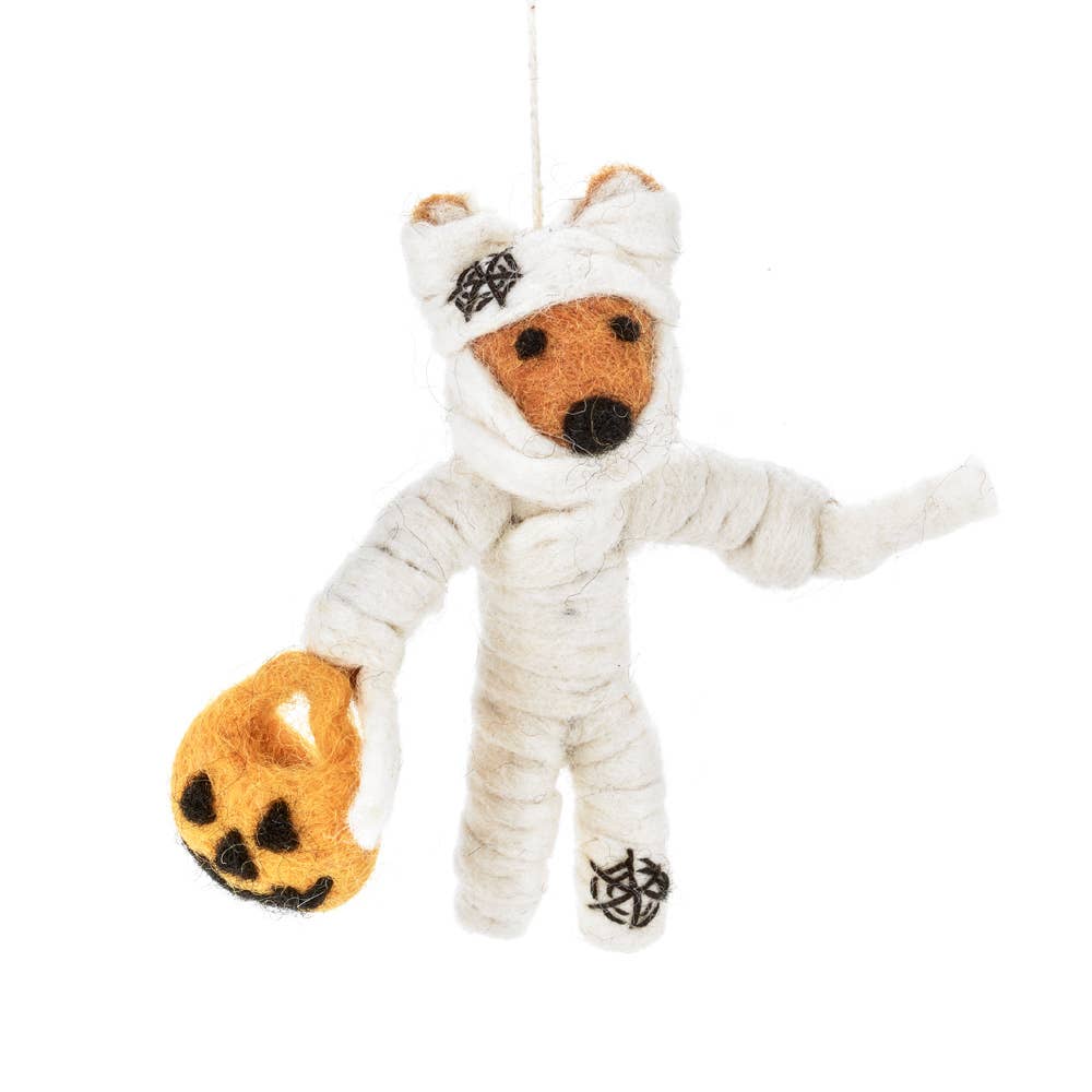 Handmade Felt Mummy Fox Halloween Hanging Decoration