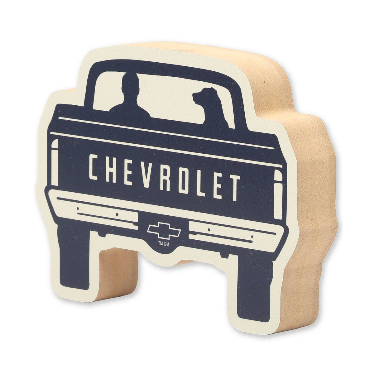 Décoration murale en bois, camion Chevrolet et chien