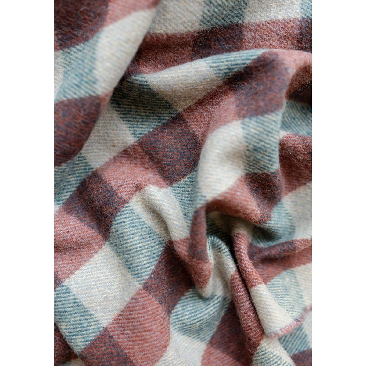 Couverture en laine recyclée à motif Teal Gingham