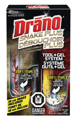 Trousse de nettoyage de drain et débouche-tuyau Drano Snake Plus, nettoyant de drain en gel de 473 mL - Drano