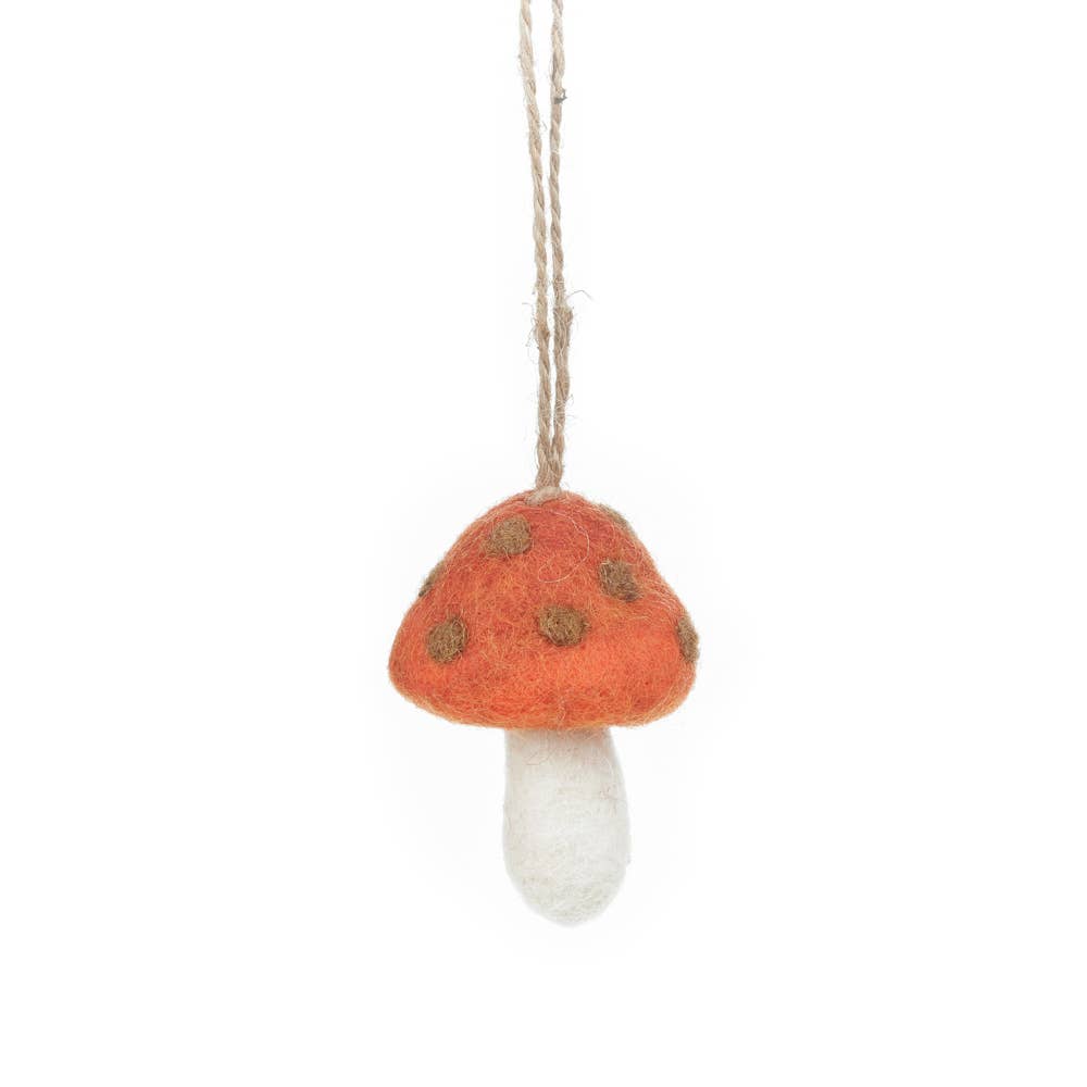 Handmade Felt Wild Mushroom Decorations (Set of 3)