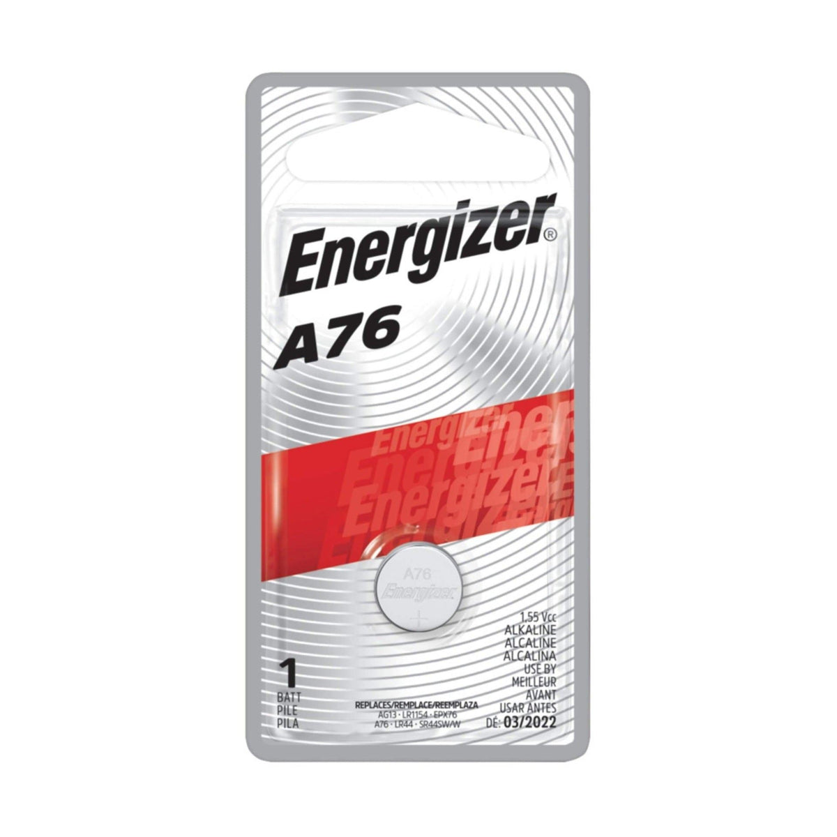 Energizer® A76 Miniature Alkaline Battery - 1.5V/1.5 volt, Long Life, (Pack of 1) 