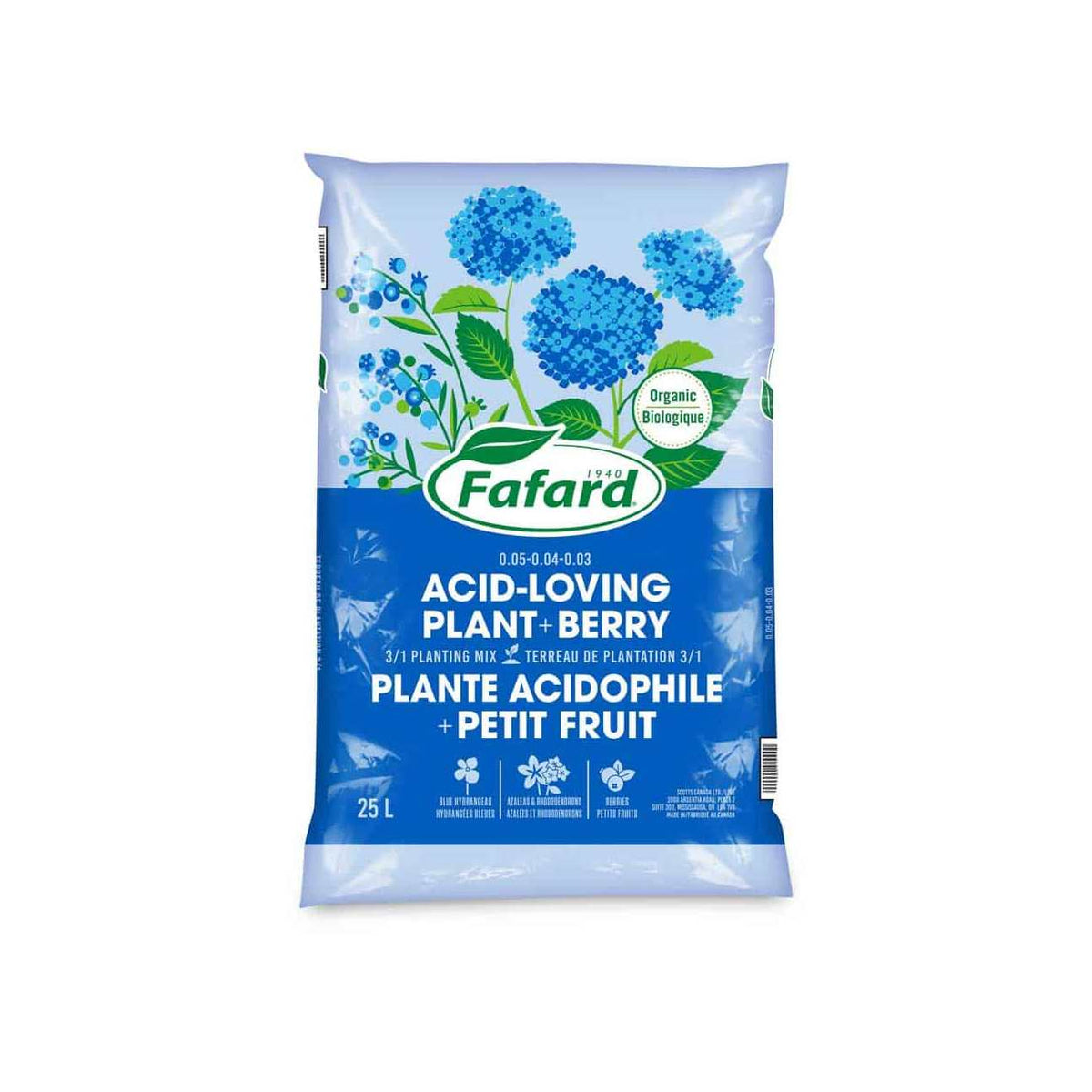 Terreau de plantation 3/1 PLANTE ACIDOPHILE & PETIT FRUIT - Fafard