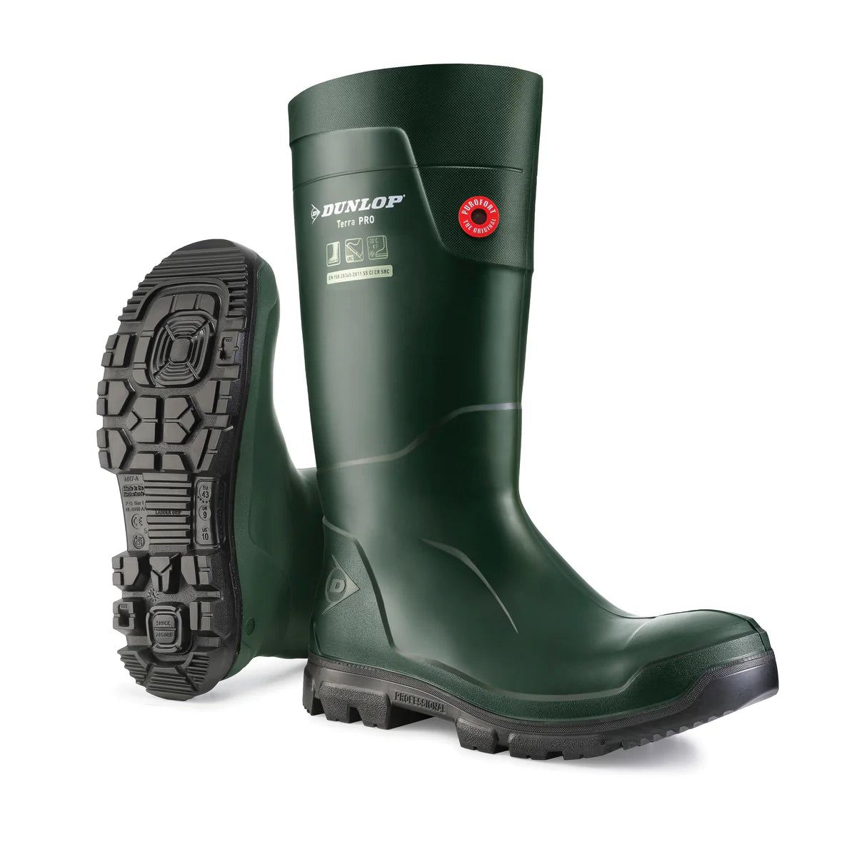 Dunlop - Purofort FieldPro/TerraPro Soft Toe, Green | 15'' PU rain boots