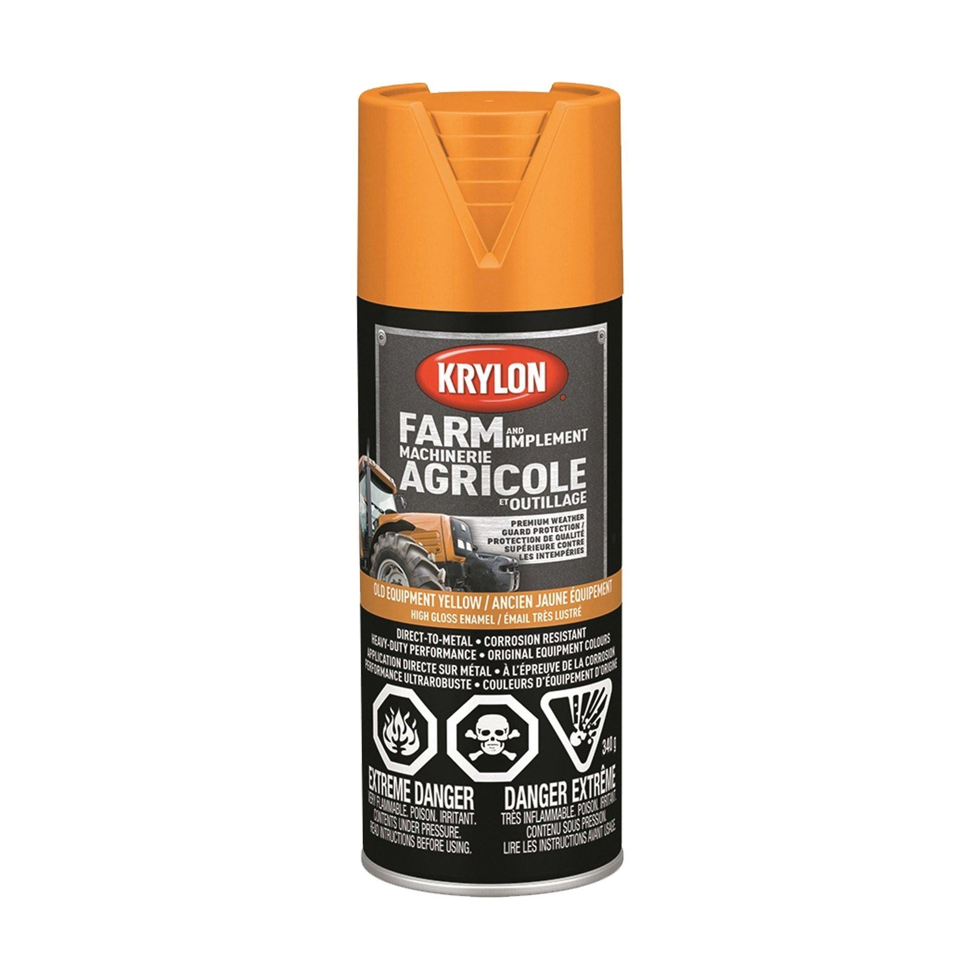 Peinture en aérosol pour fermes et outils agricoles (Jaune Caterpillar) - Krylon