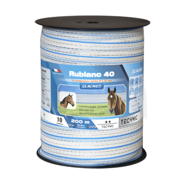 LACMÉ - White and Blue Electric Fence Tape, Rublanc 