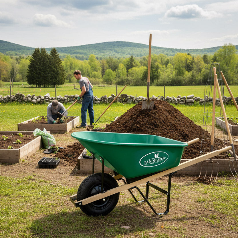 Brouette en acier 6 pieds cubes, verte - Landscaper's Select