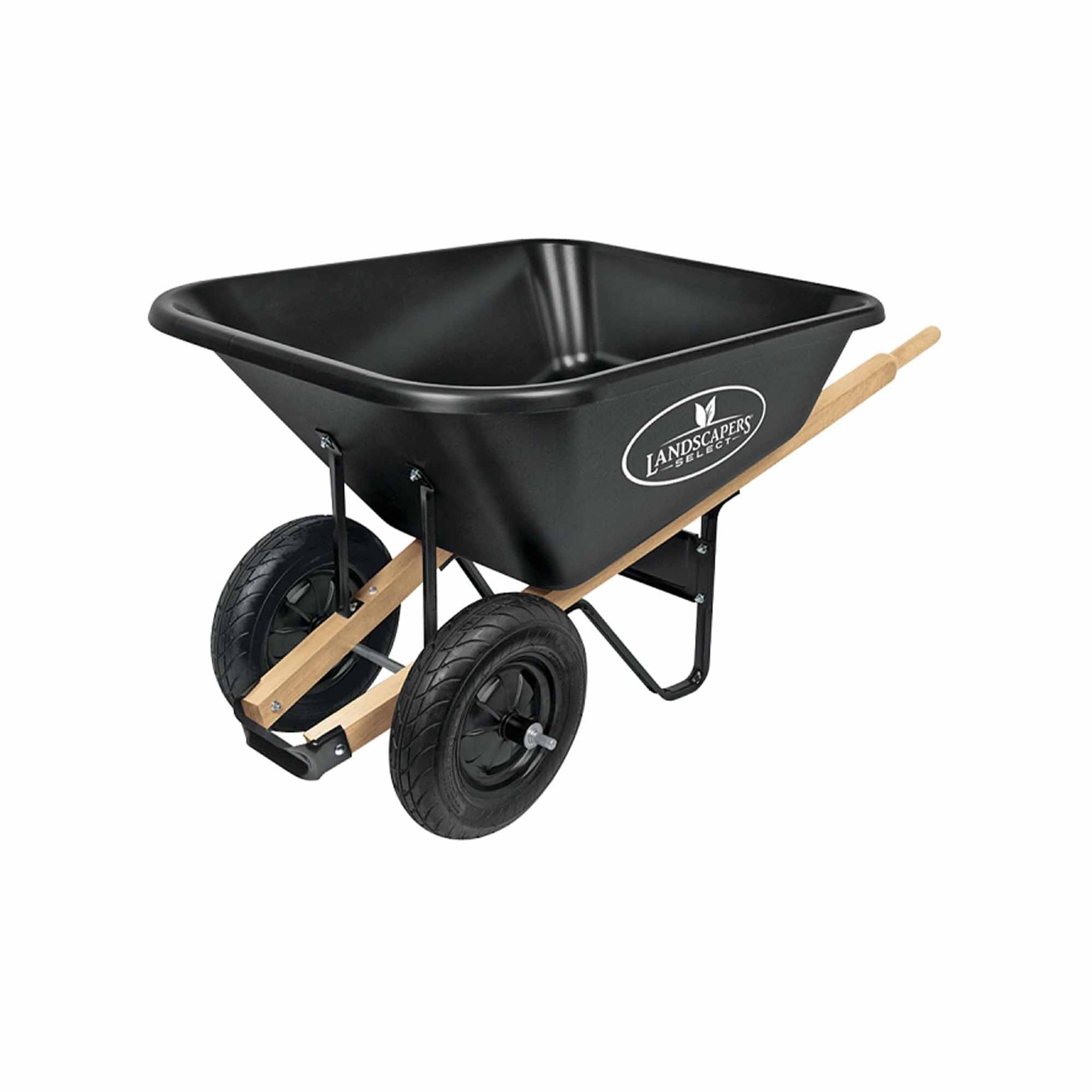 Landscaper's Select - Poly Deck Wheelbarrow, 8 Cubic Feet, Two Wheels, Black