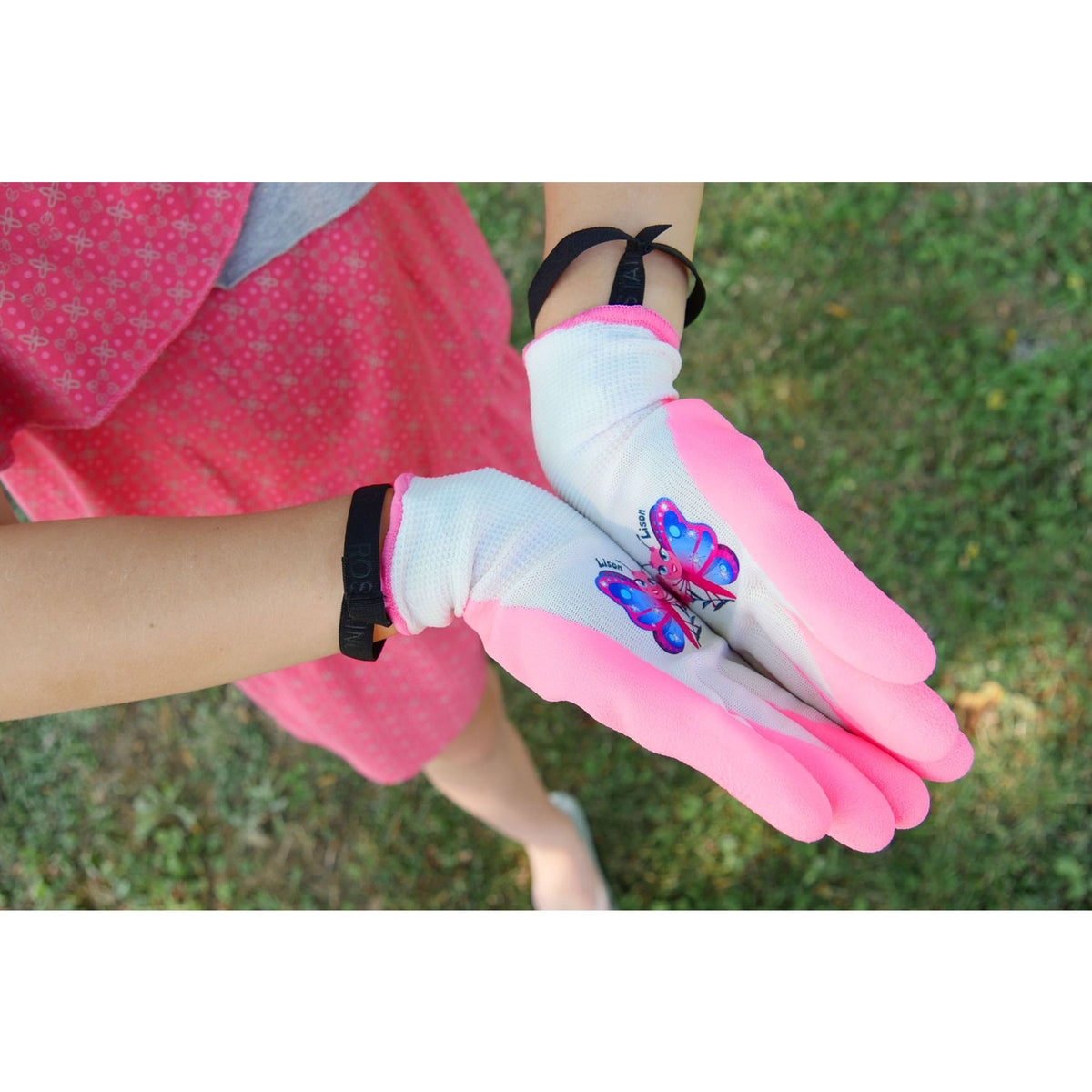 Gant de jardinage enfant rose, LISON le papillon - Rostaing