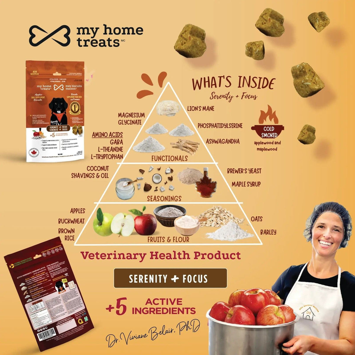 Apple-flavored dog anxiety supplement - Serenity + Focus - My Home Bites 