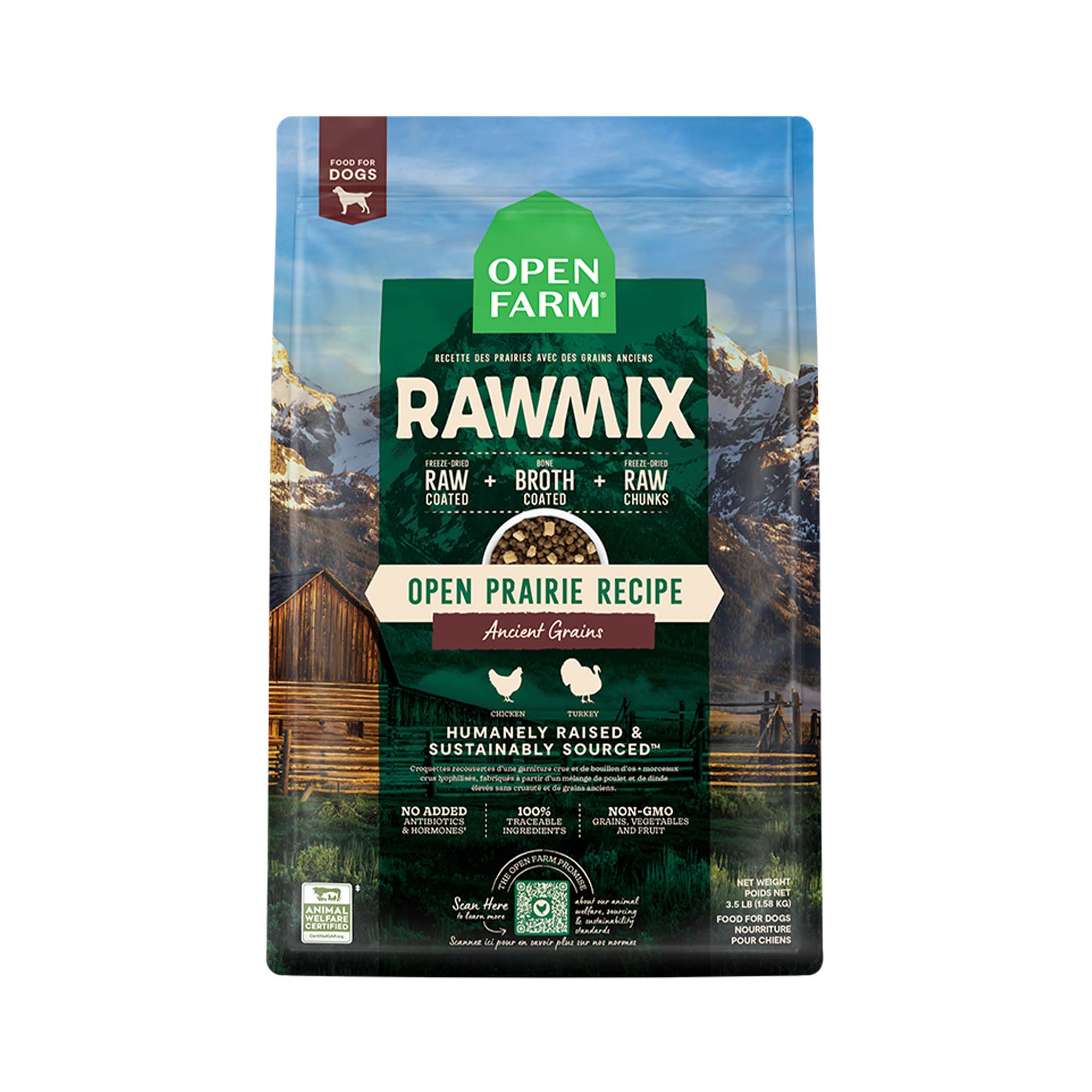 Open Farm Open Prairie Ancient Grains RawMix pour Chiens