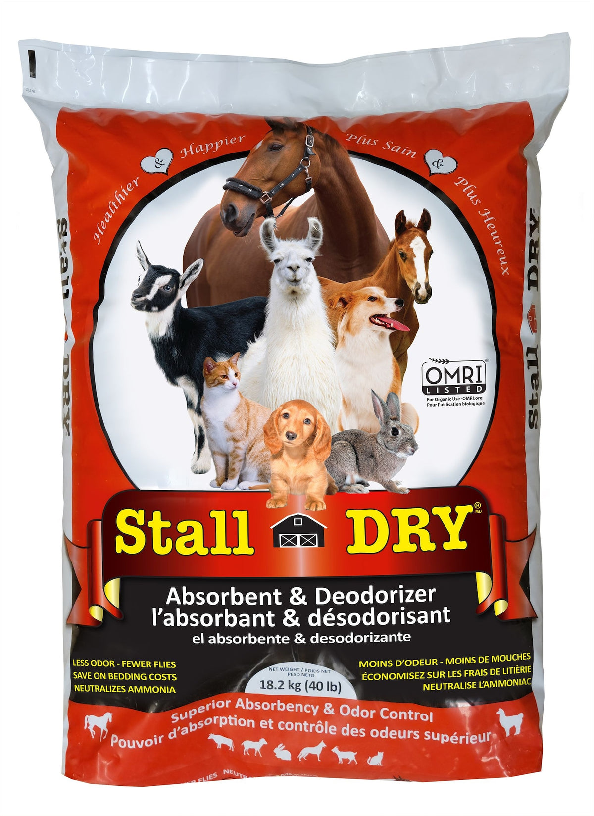 Absorbant et désodorisant pour stalles 18,2 kg - Stall Dry