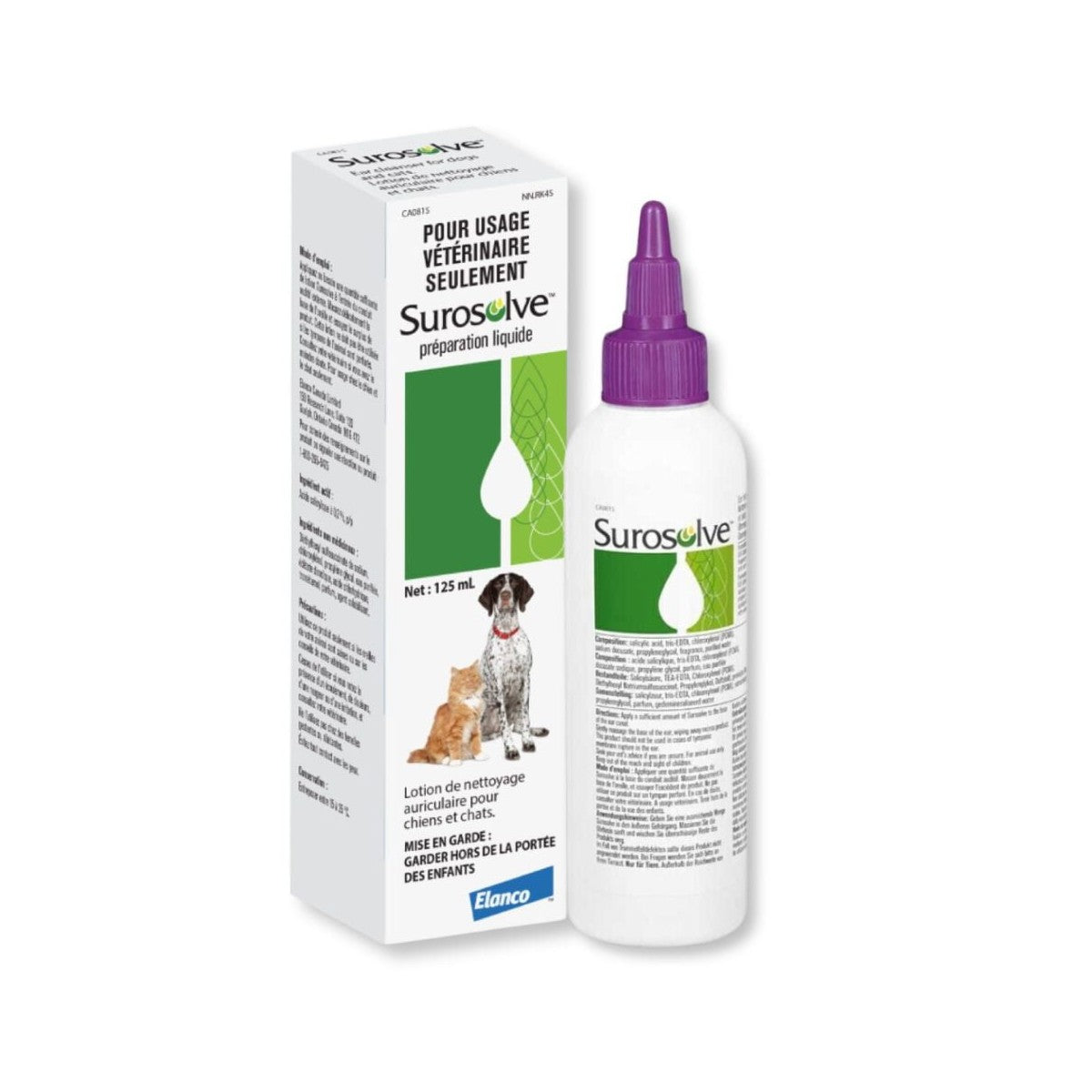 Lotion nettoyante pour oreilles Surosolve pour chiens et chats, 125 ml - Elanco