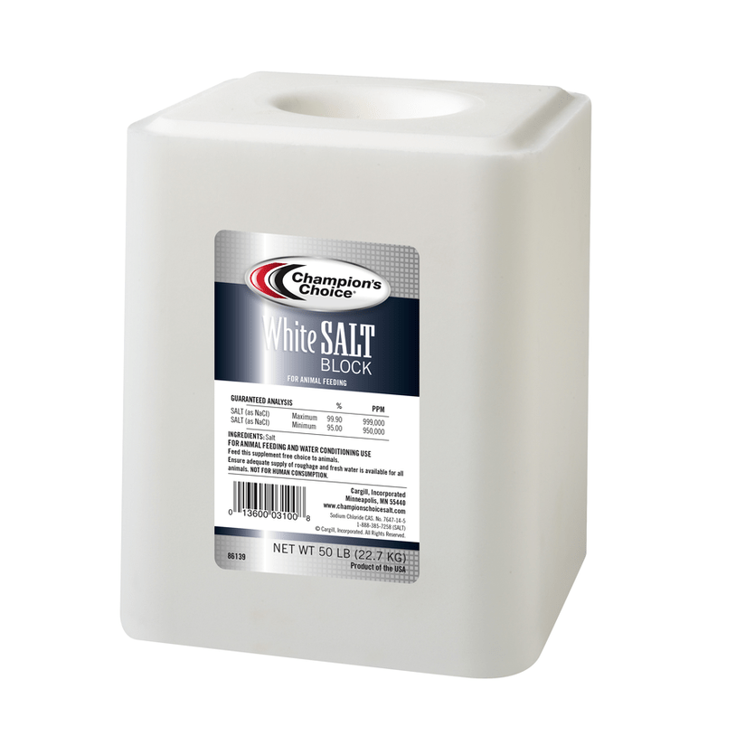 White Salt Block For Livestock - Champion's Choice (22.7 kg)